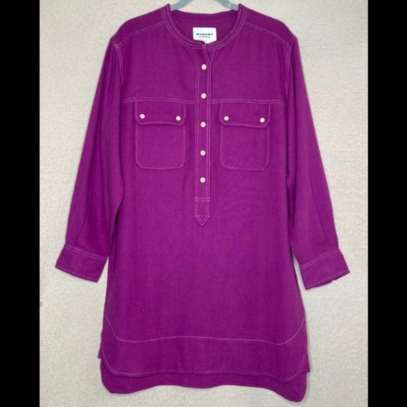 Isabel Marant Etoile Silk Shirt Dress-Purple-Women’s 40/L-Designer-Luxury-NEW - Picture 2 of 10